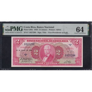 Costa Rica, 2 Colones, 1948, Choice UNC 64
