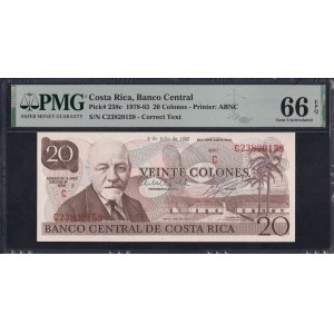 Kostarika, 20 colónov, 1978–1983, Gem UNC 66 EPQ