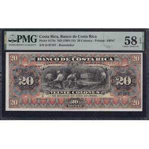 Costa Rica, 20 Colones, 1901-14, Choice About UNC 58 EPQ