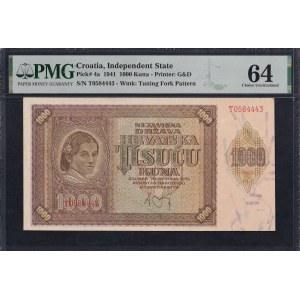 Croatia, 1000 Kuna, 1941, Choice UNC 64