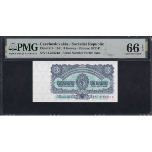 Czechoslovakia, 3 Koruny, 1961, Gem UNC 66 EPQ