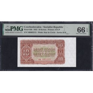 Československo, 10 korun, 1953, Gem UNC 66 EPQ