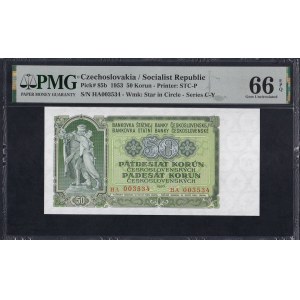 Československo, 50 korun, 1953, Gem UNC 66 EPQ