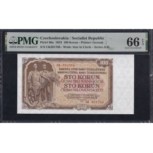 Československo, 100 korun, 1953, Gem UNC 66 EPQ