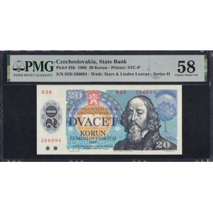 Czechoslovakia, 20 Korun, 1988, Choice About UNC 58