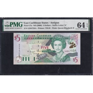 East Caribbean States, 5 Dollars, 2000, Choice UNC 64 EPQ