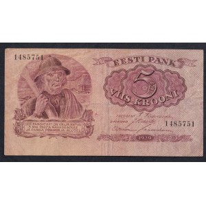 Estonia, 5 Krooni, 1929, VF