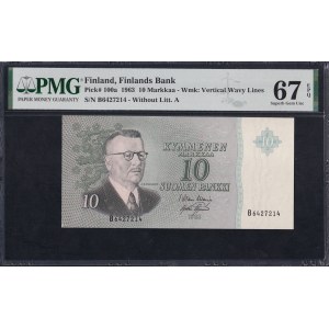 Finland, 10 Markkaa, 1963, Superb Gem UNC 67 EPQ, TOP POP