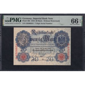 Germany, 20 Mark, 1910, Gem UNC 66 EPQ