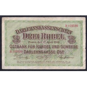 Germania, 3 rubli, 1916, F-VF