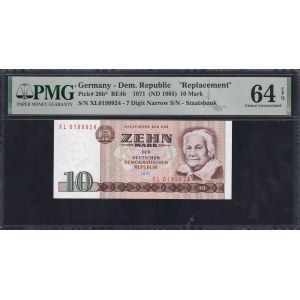 Germany (GDR), 10 Mark, 1971 (1985), Choice UNC 64 EPQ, ''Replacement''