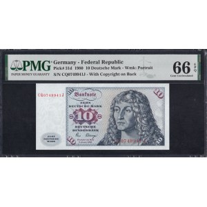 Germany (GFR), 10 Deutsche Mark, 1980, Gem UNC 66 EPQ