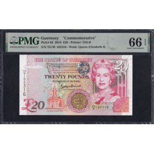 Guernsey, 20 Pounds, 2018, Gem UNC 66 EPQ, Commemorative