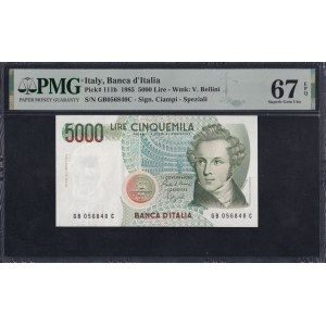 Italy, 5000 Lire, 1985, Superb Gem UNC 67 EPQ