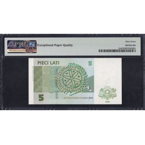 Łotwa, 5 łatów, 2009 r., stan zachowania Superb Gem UNC 67 EPQ