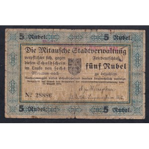Latvia - Mitava, 5 Rubles, 1915, F-VG