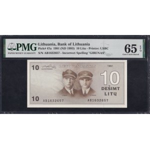 Lithuania, 10 Litu, 1991 (1993), Gem UNC 65 EPQ