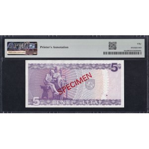 Lithuania, 5 Litai, 1993, About UNC 50, ''SPECIMEN''