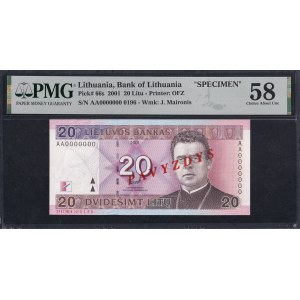 Lithuania, 20 Litu, 2001, Choice About UNC 58, SPECIMEN