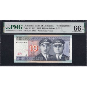 Lithuania, 10 Litu, 2007, Gem UNC 66 EPQ, Replacement