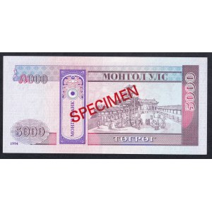 Mongolia, 5.000 Tögrög, 1994, UNC, SPECIMEN