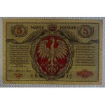 Poland, 5 Marek Polskich, 1916-17, VF