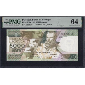 Portugal, 5000 Escudos, 1987, Choice UNC 64