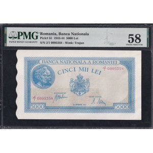 Romania, 5000 Lei, 1943-44, Choice About UNC 58