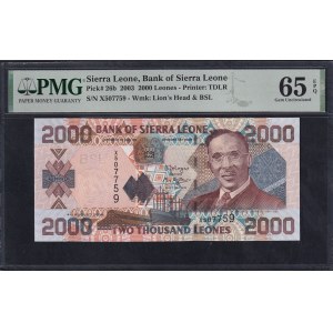 Sierra Leone, 2000 Leones, 2003, Gem UNC 65 EPQ
