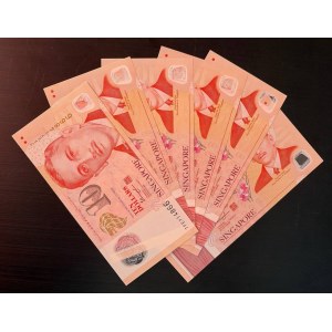 Singapur, zestaw 6 banknotów (10 dolarów), 2004 i 2015, UNC