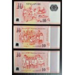 Singapur, zestaw 6 banknotów (10 dolarów), 2004 i 2015, UNC