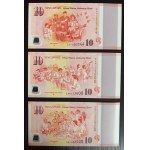 Singapur, zestaw 6 banknotów (10 dolarów), 2004 i 2015, UNC