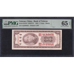 Taiwan, 1 Yuan, 1954, Gem UNC 65 EPQ