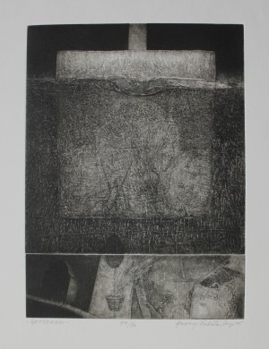 Andrzej Bobola Kabała, Getsemani(z teki „Styl i warsztat. Teka 10 łódzkich artystów grafików”, 1985)