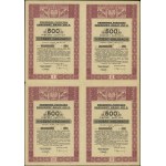 Postwar Poland (1944–1952), bond in the amount of 2,000 zlotys = 4 × 500 zlotych, April 15, 1946, Warsaw