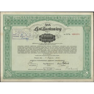 Polska, 4 1/2 % list zastawny na 1.000 złotych, 1.07.1935, Poznań