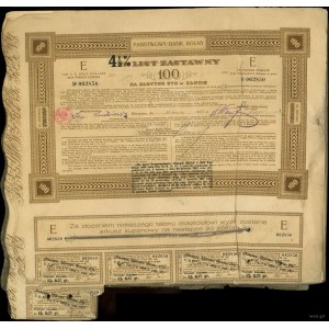 Polsko, sada 97 x 4 1/2 % zástavní dluhopis na 100 zlotých ve zlatě, 18. 4. 1929, Varšava