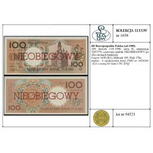 100 zloty, 1° marzo 1990, H, fuori corso