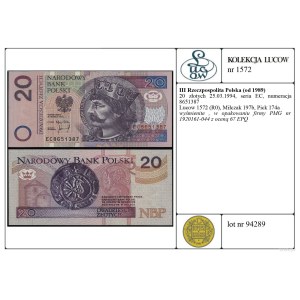 20 zlotych, March 25, 1994, EC