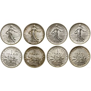 Francja, zestaw: 4 x 1 frank, 1915-1918, Paryż