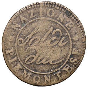 Italian Mints - TURIN, Piedmontese Republic (1798–1799) 2 Soldi, Year 9 (1800...