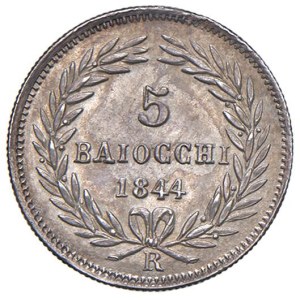 Papal coins - Gregorio XVI (1831-1846) 5 Baiocchi 1844 An. XIV - Munt. 15g...