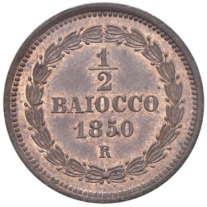 Papal coins - Pio IX (1846-1878) Mezzo Baiocco 1850 An. IV - Munt. 35 CU (...