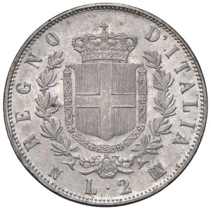 Savoy Coins - Victor Emmanuel II (1861–1878) 2 Lire 1863 N Coat of Arms - Names...