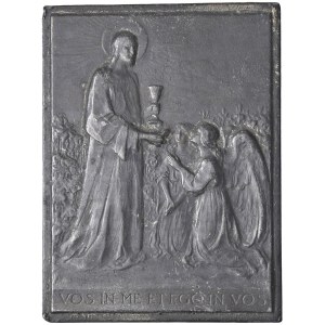 Medals - Religious tin plaque, 20th century. The Communion of the Cross...