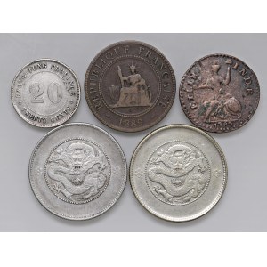 Lots - WORLD COINS Lotto di 5 monete in argento e rame: Cina Kwang-...