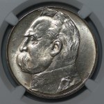 10 zlotych, 1934, Józef Piłsudski, Strzelecki Eagle, NGC MS 60