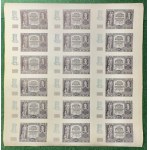 Sheet of 18 20 zlotych banknotes from 1940, German occupation, Bank of Issue in Poland