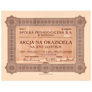 Spółka Pedagogiczna S.A. in Poznań, 100 zł per share