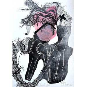 Piotr Pasiewicz, Pink, Black, White Background, 2018